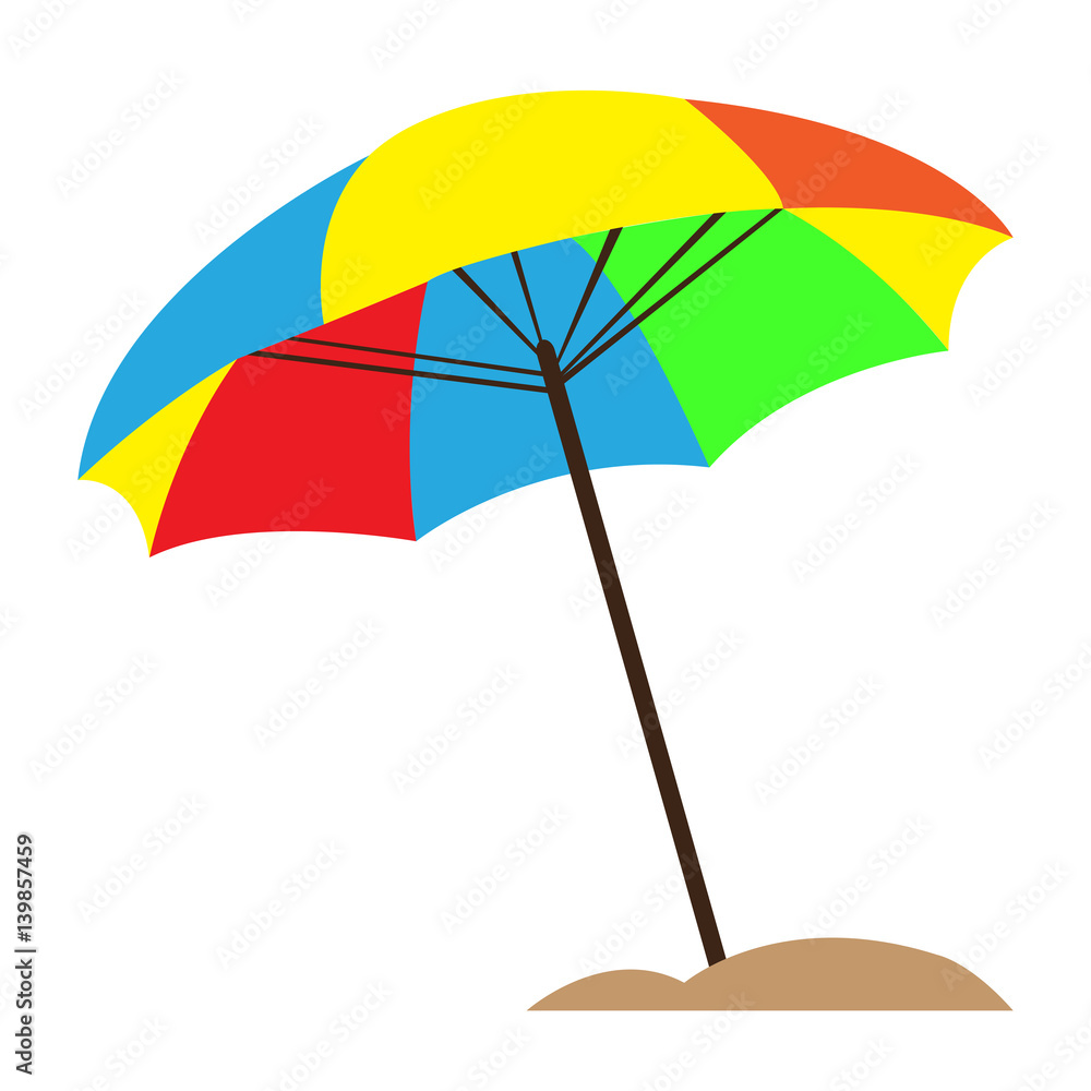 Isolated sand umbrella on a white background, Vector illustration Isolated sand umbrella on a white background, Vector illustration