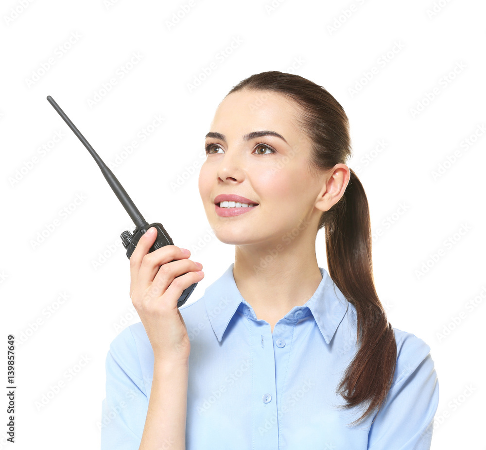 Beautiful security guard on white background Beautiful security guard on white background