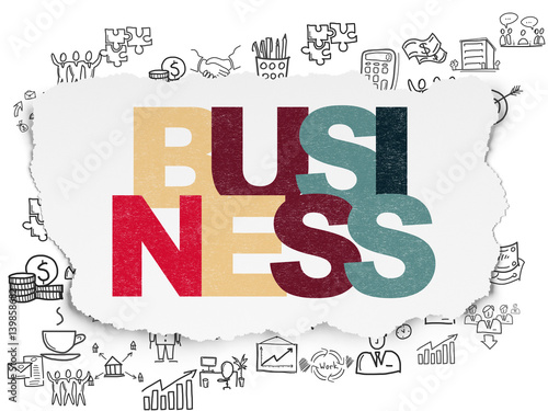 Business concept  Business on Torn Paper background