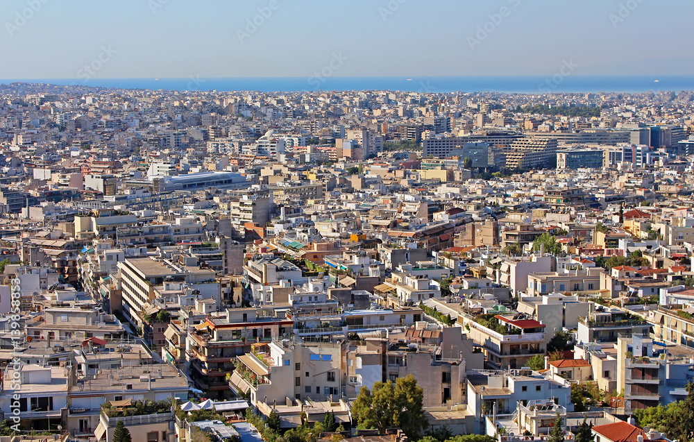 View of Athens city in the morning in Greece