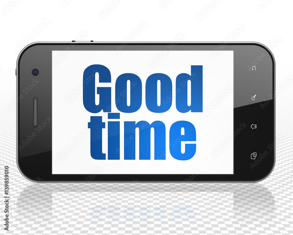 Time concept: Smartphone with Good Time on display Time concept: Smartphone with Good Time on display