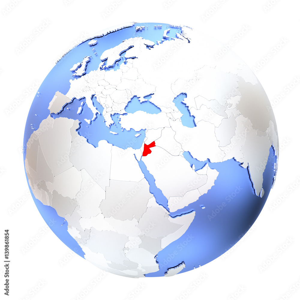 Jordan on metallic globe isolated