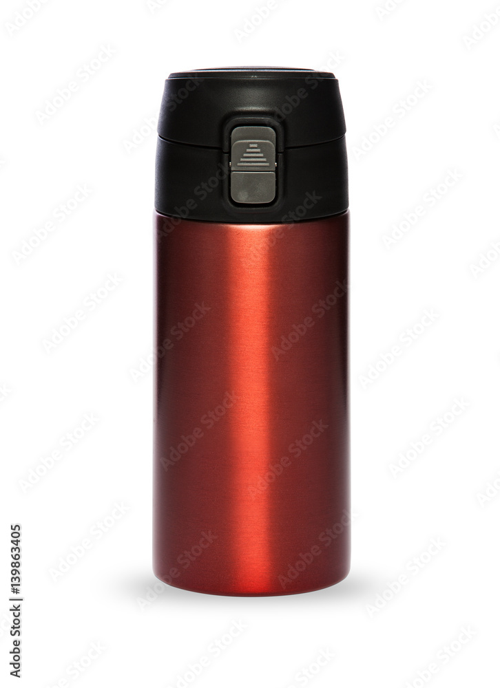 Red thermos collection isolated on white background