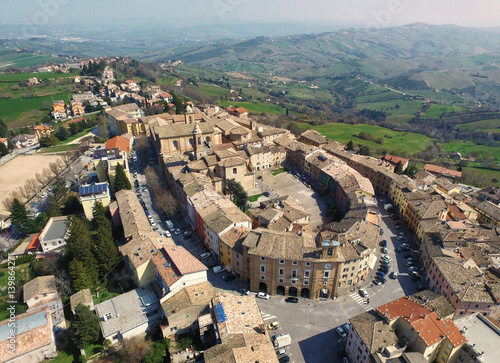 Ancient Italian Village of Cupramontana - Marche, Italy, Aerial view.
