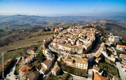 Italian Hill Town of Staffalo, Marche, Italy - Aerial view.