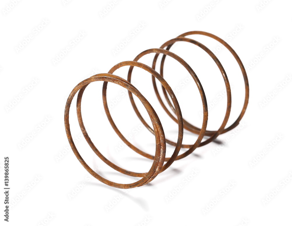 old rusty metal spring isolated on white background old rusty metal spring isolated on white background