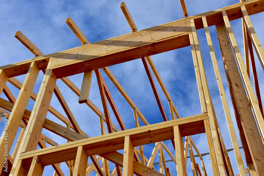 wood frame residential building under construction. wood frame residential building under construction.