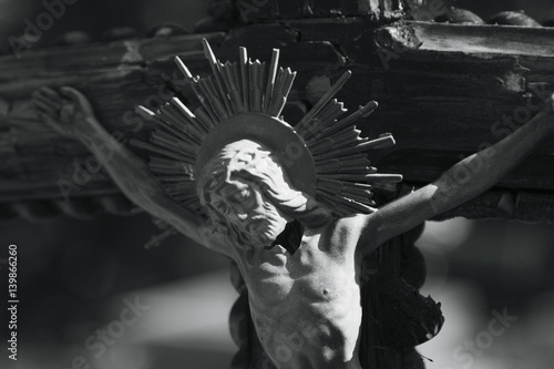 Fototapeta Holy cross with crucified Jesus Christ