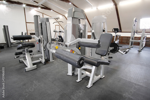 Fitness hall with fitness machines