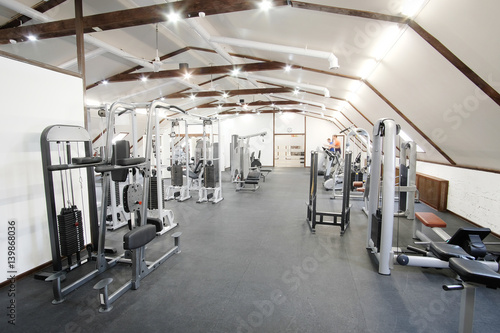 Fitness hall with fitness machines