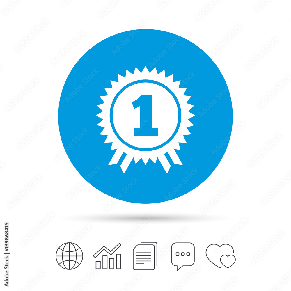 First place award sign icon. Prize for winner. First place award sign icon. Prize for winner.