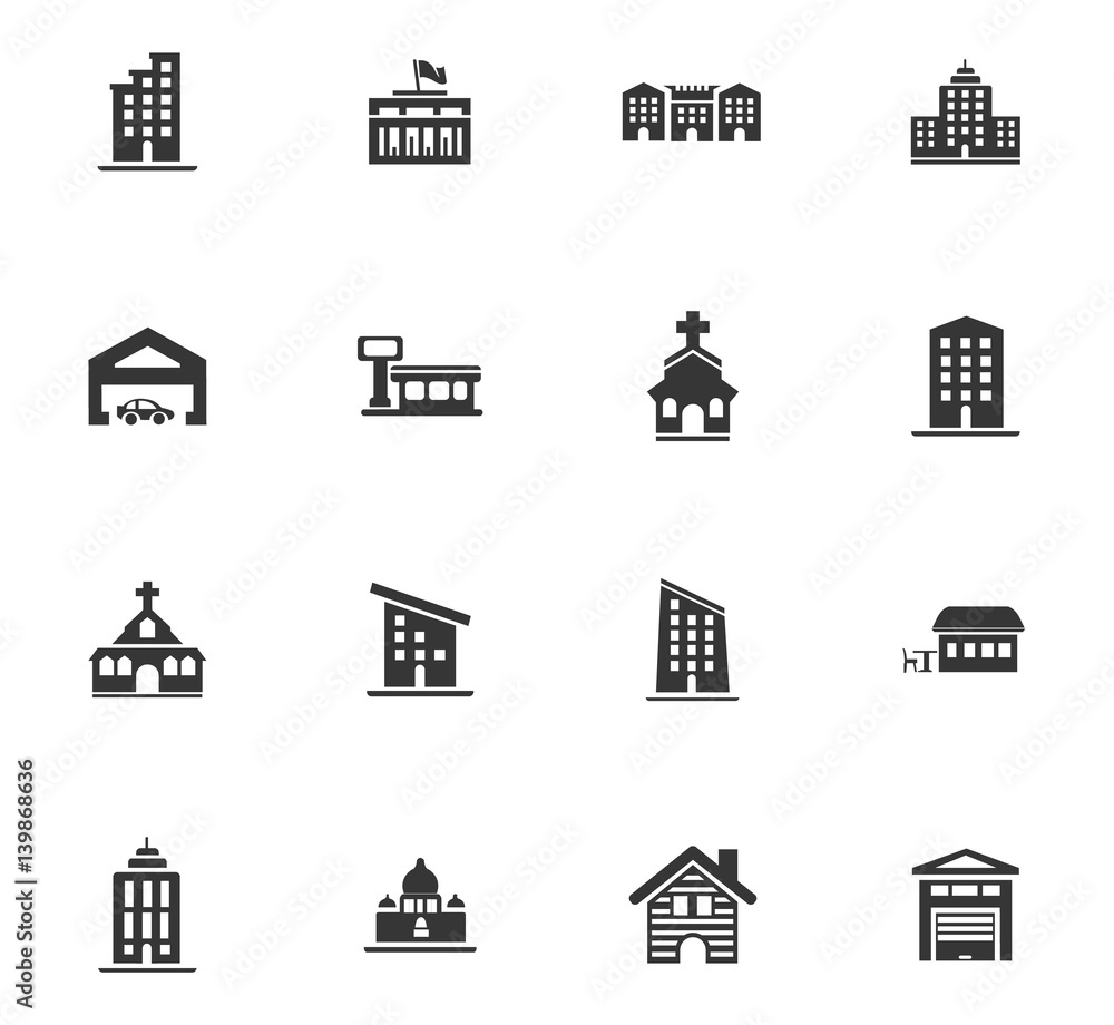 Infrastructure city icons set