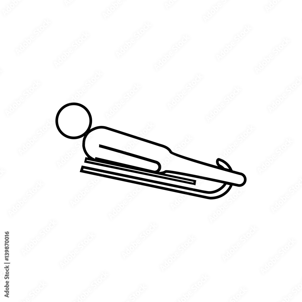 eps10 vector thin line Luge sport icon. Winter sport activity pictogram for web, print, mobile. Black athlete sign isolated on gray. Hand drawn competition symbol. Graphic design clip art illustration eps10 vector thin line Luge sport icon. Winter sport activity pictogram for web, print, mobile. Black athlete sign isolated on gray. Hand drawn competition symbol. Graphic design clip art illustration