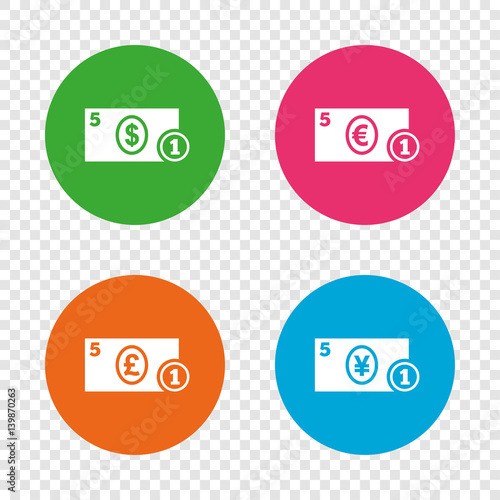 Cash money signs. Dollar, euro and pound icons.