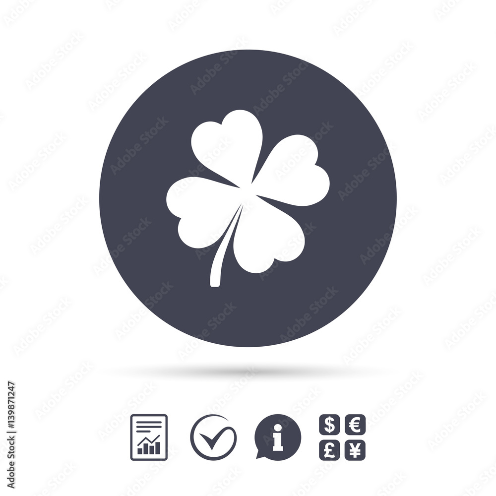 Clover with four leaves sign. St. Patrick symbol. Clover with four leaves sign. St. Patrick symbol.