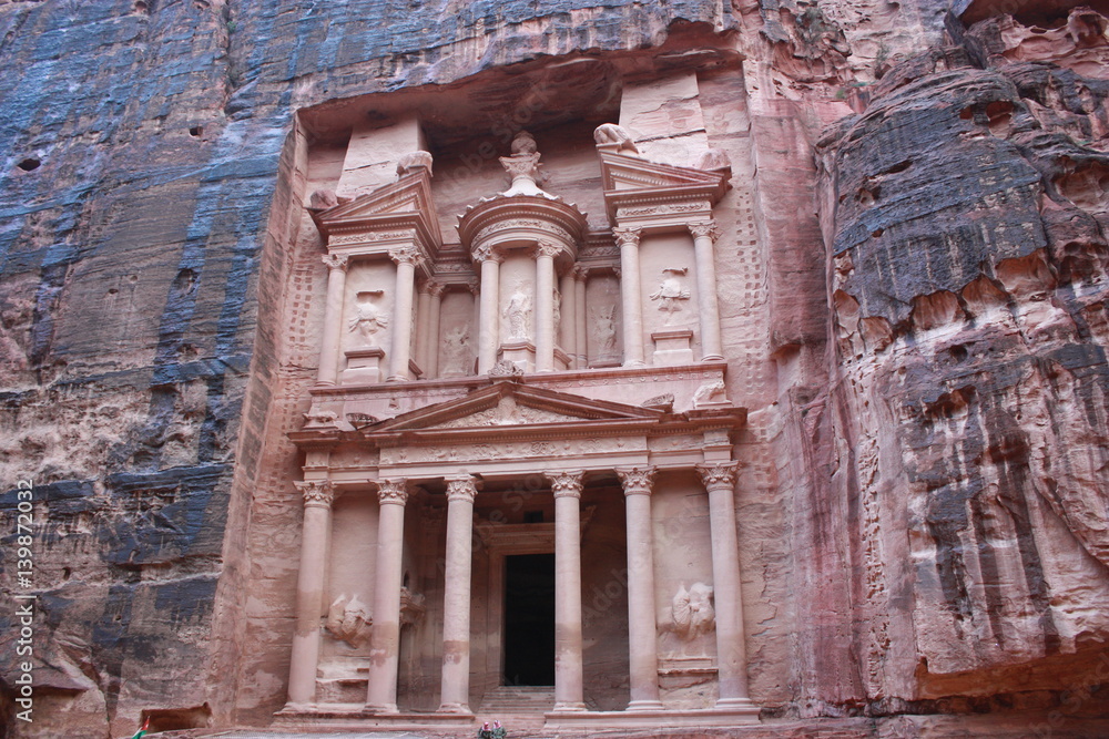 Khazne al-Firaun Treasure house in ancient Nabatean city of Petra in Jordan, Middle East 