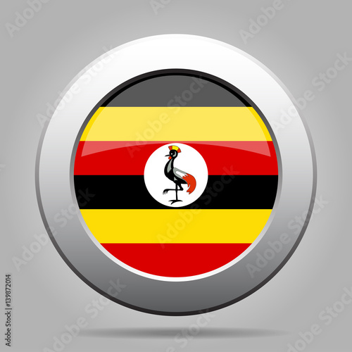 Flag of Uganda. Shiny metal gray round button. Free Download Flag of Uganda. Shiny metal gray round button. - GFXLoad