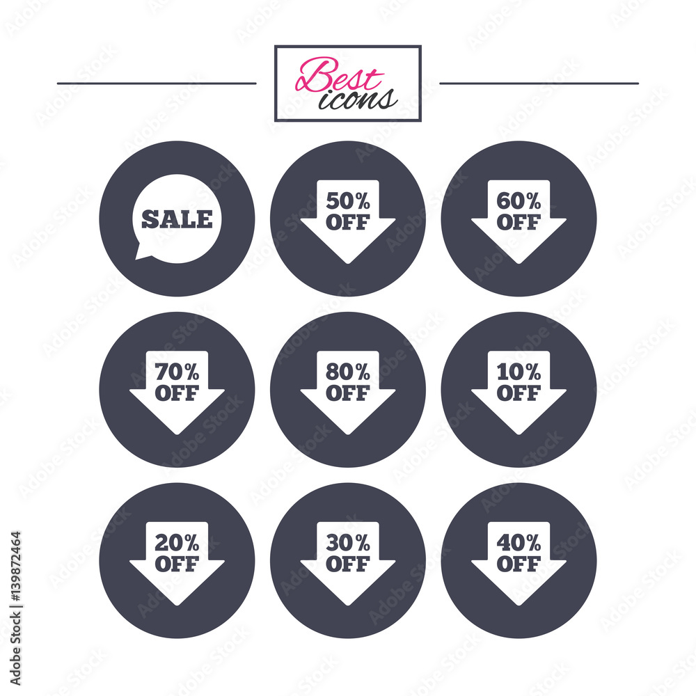 Fototapeta premium Sale discounts icons. Special offer signs.