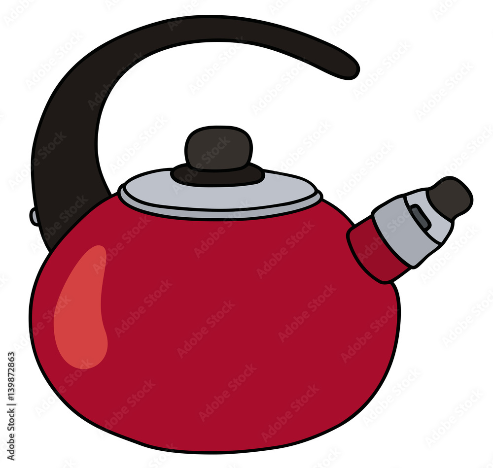 Obraz premium Red metal teapot