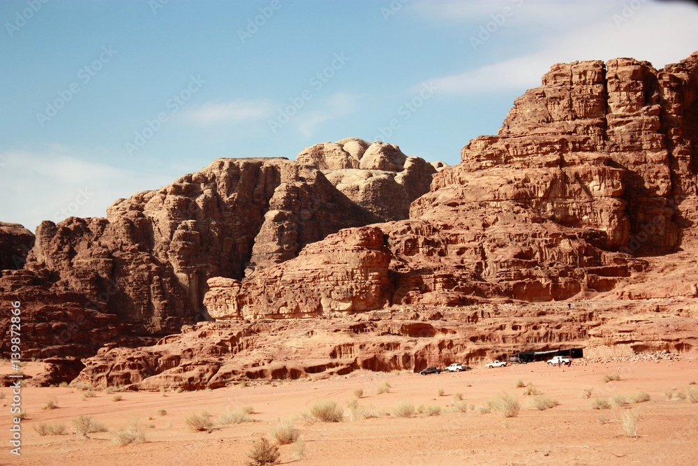 Jeep Safari in desert valley Wadi Ramm in Jordan Jeep Safari in desert valley Wadi Ramm in Jordan