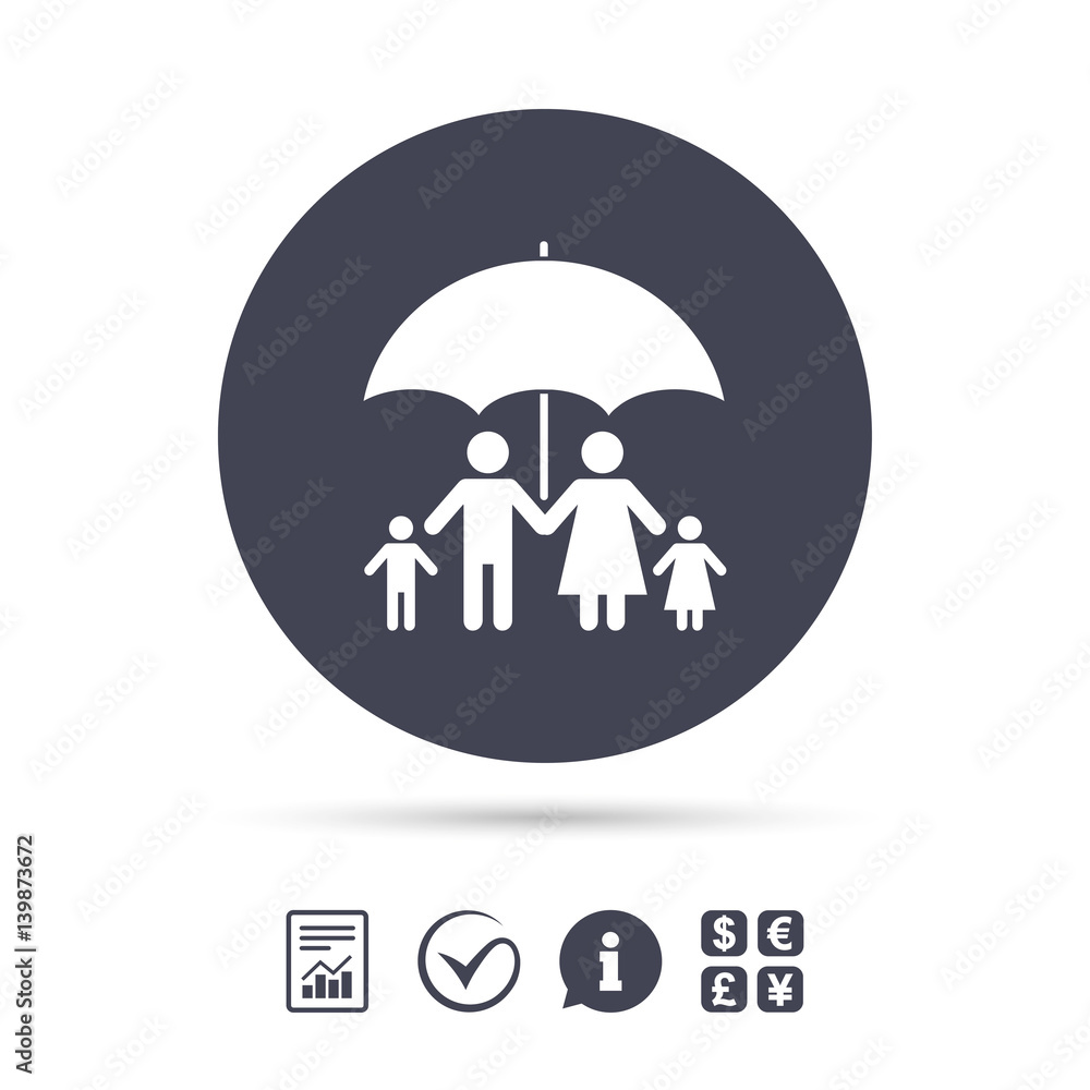 Complete family insurance icon. Umbrella symbol. Complete family insurance icon. Umbrella symbol.