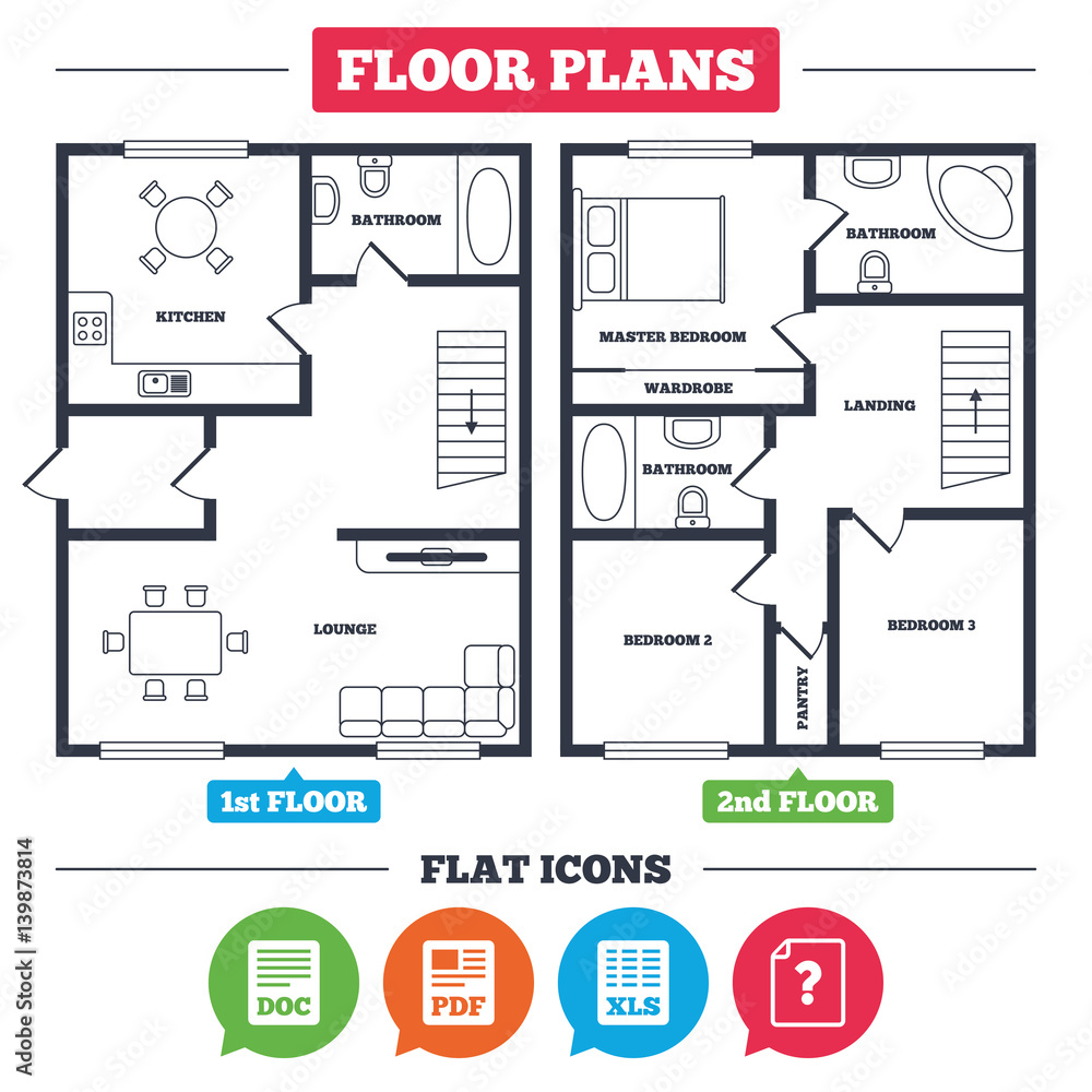 Document icons. XLS, PDF file signs. Document icons. XLS, PDF file signs.