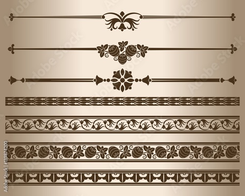 Decorative elements. Design elements - decorative line dividers and ornaments. Vector illustration.
