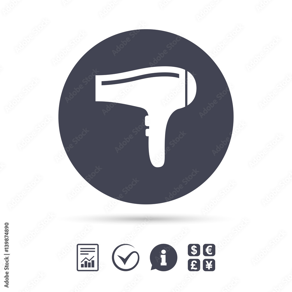 Hairdryer sign icon. Hair drying symbol. Hairdryer sign icon. Hair drying symbol.