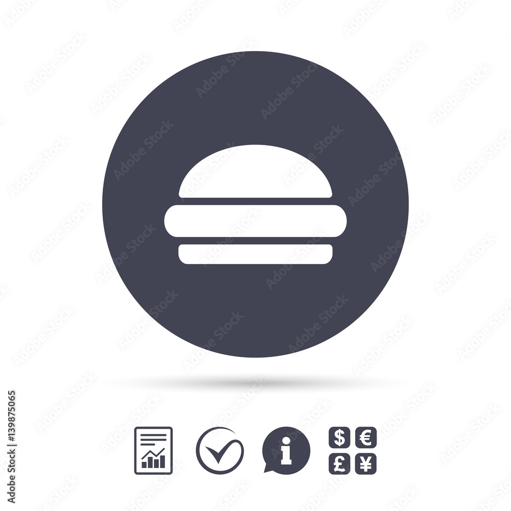 Hamburger sign icon. Fast food symbol. Hamburger sign icon. Fast food symbol.
