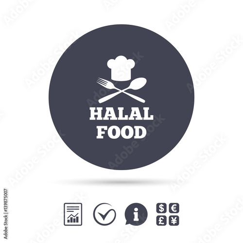 Halal food product sign icon. Natural food.
