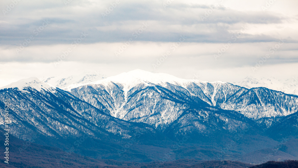 Winter mountains. View from the observation tower of Akhun mountain. Russia Winter mountains. View from the observation tower of Akhun mountain. Russia