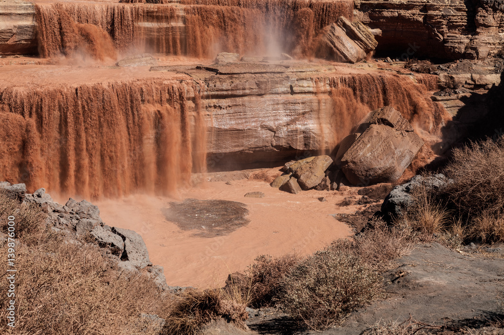 Grand Falls(Chocolate Falls) northeast of Flagstaff, AZ is located on