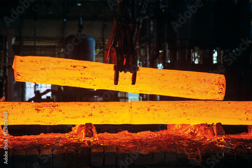 Fotografie billet heating by induction furnace