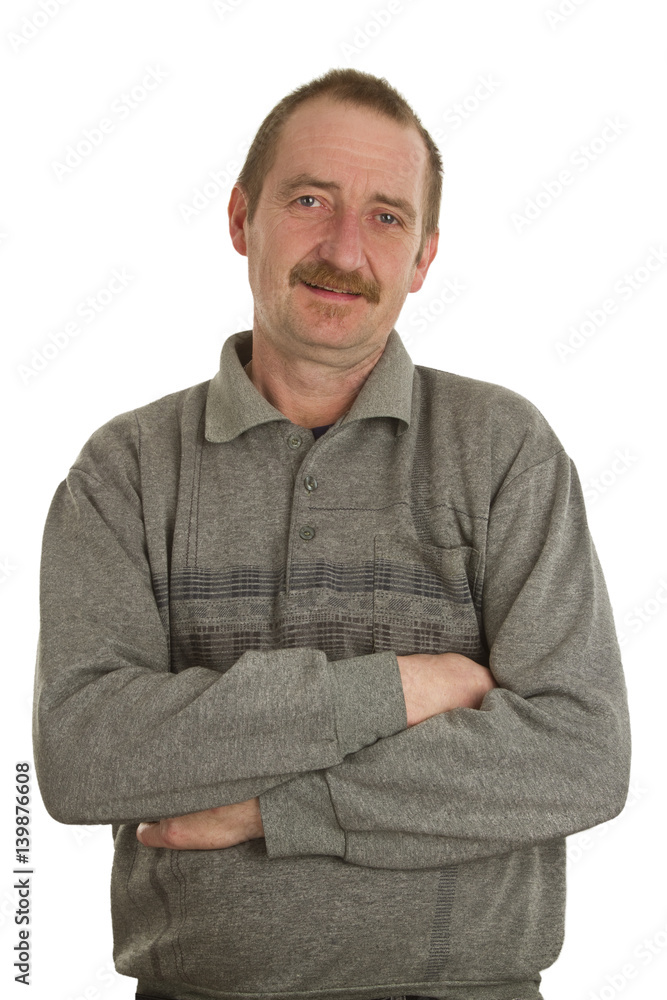 Mann mit verschraenkten Armen Mann mit verschraenkten Armen