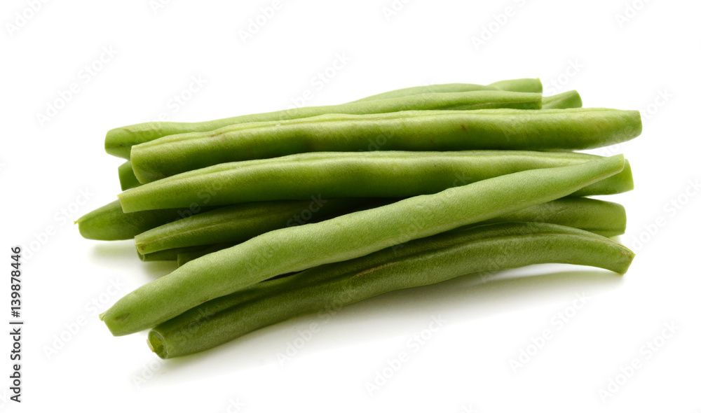Fresh green beans isolated on a white background