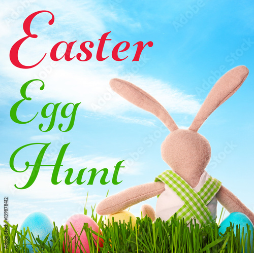 Easter bunny with eggs on w...