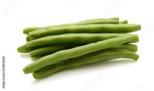Fresh green beans isolated on a white background