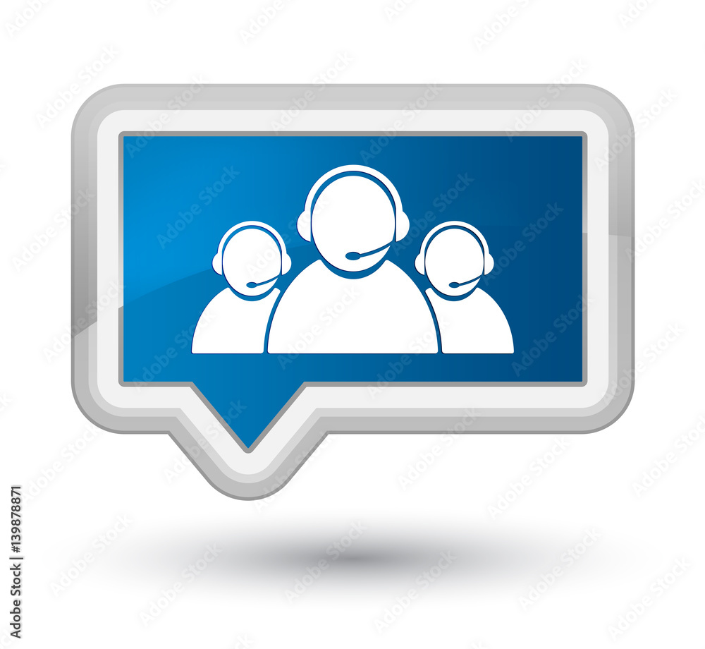 Customer care team icon prime blue banner button Customer care team icon prime blue banner button