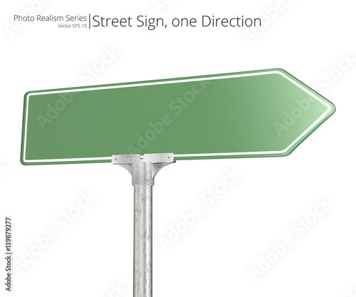 Vector Street Sign. Green Vector Street Sign pointing in one directions. Isolated and Blank for Copy Space.