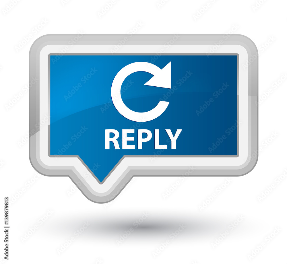 Reply (rotate arrow icon) prime blue banner button Reply (rotate arrow icon) prime blue banner button