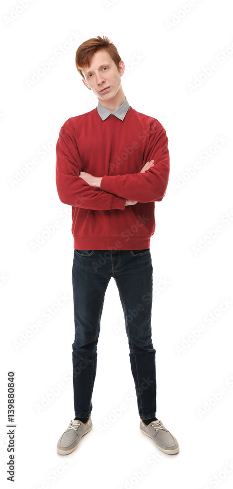Fototapeta premium Teenager in casual clothes on white background