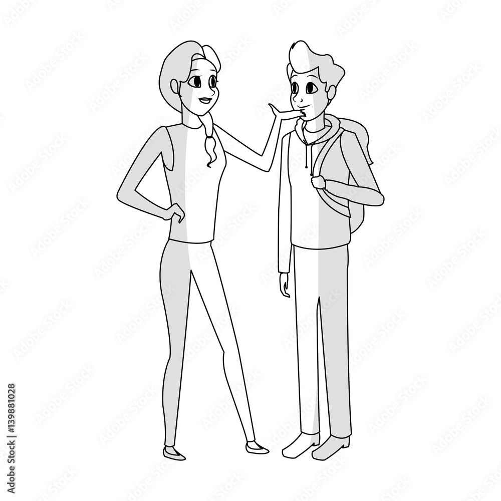 young couple cartoon icon over white background. vector illustration young couple cartoon icon over white background. vector illustration
