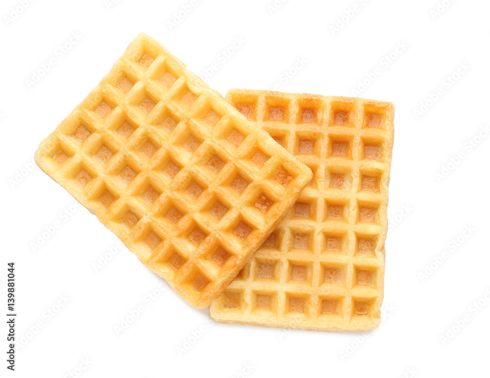 Tasty waffles on white background Tasty waffles on white background