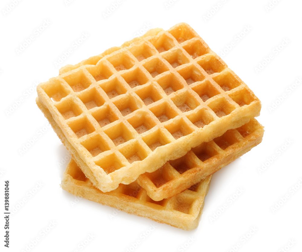 Tasty waffles on white background Tasty waffles on white background