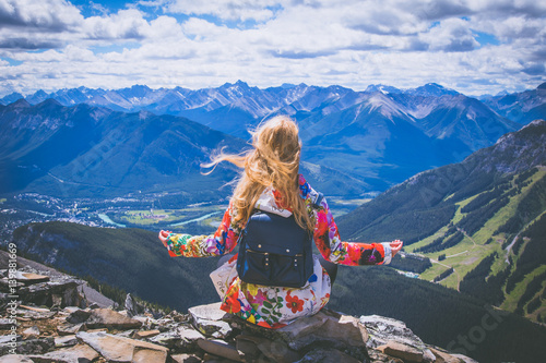Wallpaper Mural Woman on the top of the mountains Torontodigital.ca