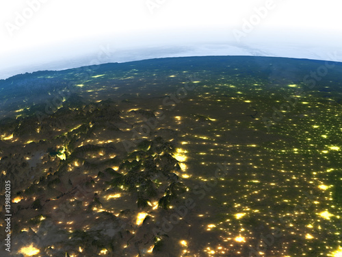 Central USA at night on planet Earth photo