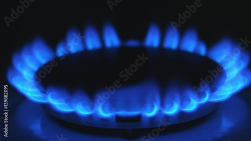 Gas burning from a kitchen gas stove slow motion photo