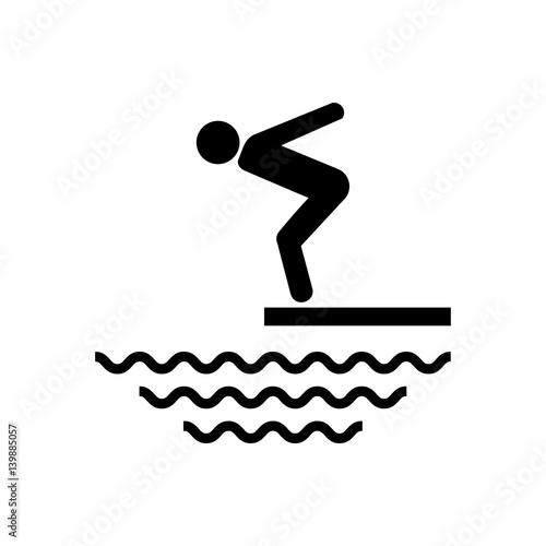 Swimmer on a springboard, Jumping into the water - icon
