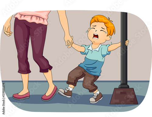 Kid Boy Mom Pull Cry