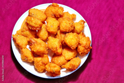 Indian vegetable Pakora. A fried snack prepared from Chickpea flour.